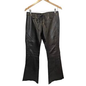 Whet Blu Black Lace-Up Leather Pants Size 6